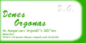 denes orgonas business card